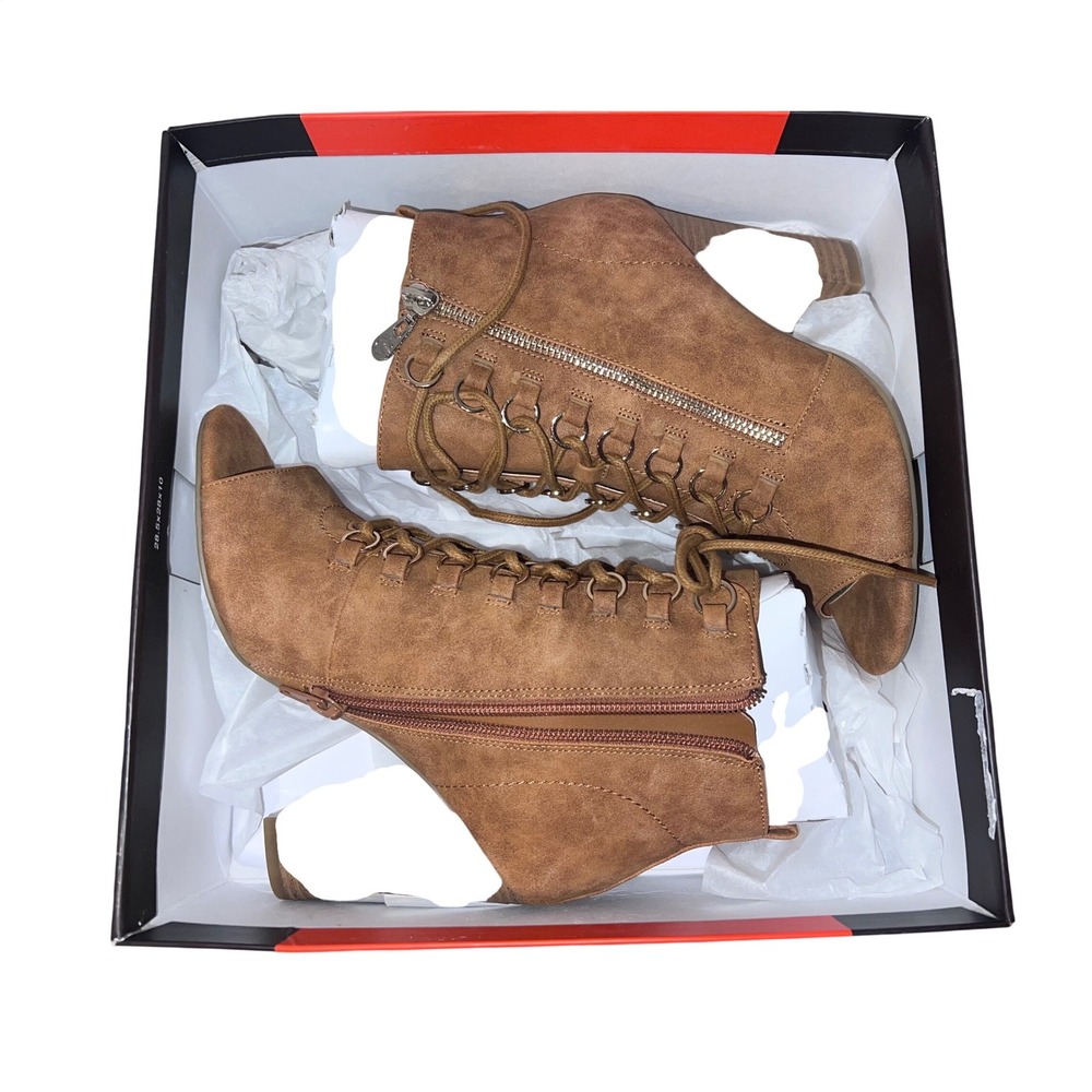 Guess GG BRIDEN Women's Lace Up Peep Toe Ankle Boots Heels Size 6